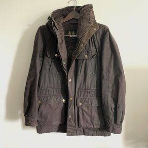 Barbour Greatcoat, waxed, cotton lined jacket, medium